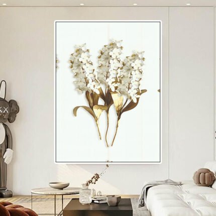 Golden Leaves Octagonal Canvas Wall Art – Creative Decorative Painting-(Sizes in cm)