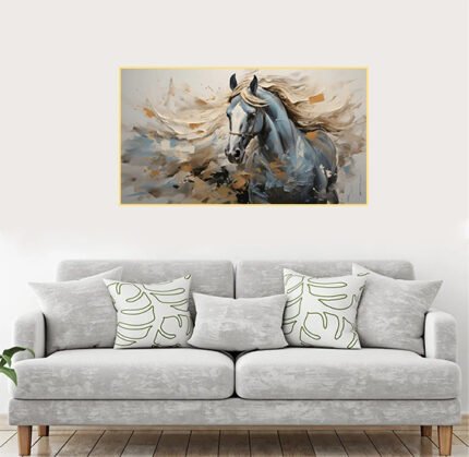 Minimalistic Impasto Horse Painting on Beige Canvas-(Sizes in cm)