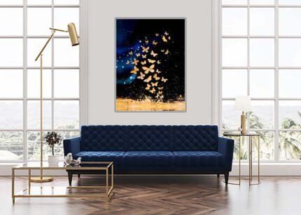 Gold Foil Butterfly Canvas Wall Art | Elegant and Luxurious Home Décor-(Sizes in cm)