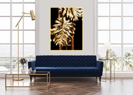 Big Golden Leaf Canvas Wall Art | Luxurious and Elegant Design-(Sizes in cm)