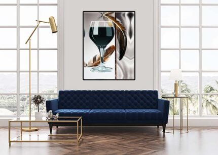 Feathered Elegance - Wine Glass Wall Painting-(Sizes in cm)