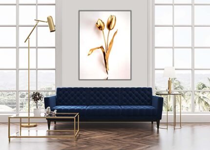 "Golden Flowers Wall Painting – Elegant and Luxurious Floral Art"-(Sizes in cm)