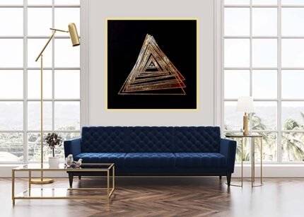Geometric Line Canvas Wall Art | Golden & Black Modern Abstract Painting-(Sizes in cm)