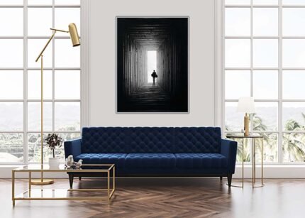 "Mysterious Silence Wall Painting – Black and White Elegance"-(Sizes in cm)