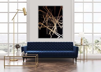 "Zigzag Pattern Gold-Infused Wall Painting – Elegant Geometric Art"-(Sizes in cm)