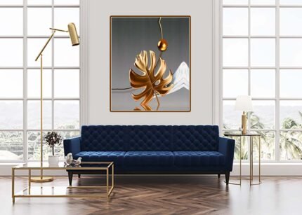 Golden Balance Canvas Wall Art | Luxurious Harmony for Contemporary Spaces-(Sizes in cm)
