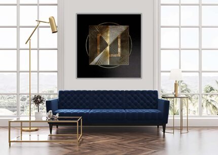 MENGX Creativity Abstract Gold Circle Canvas Art | Textured Wall Painting for Living Room-(Sizes in cm)