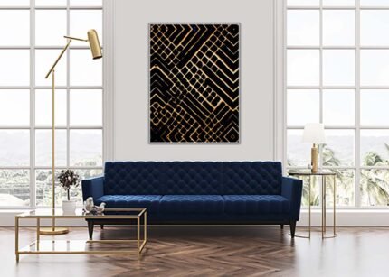 Gilded Labyrinth Canvas Wall Art | Intricate Abstract Design with Gold Accents-(Sizes in cm)