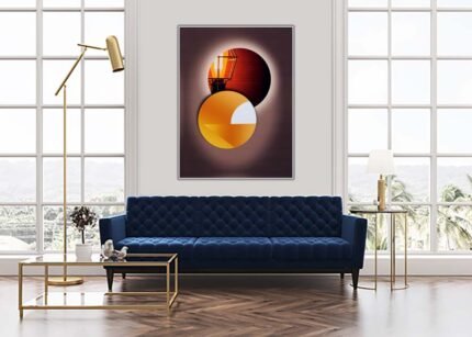 Golden Bulb with Sunset Theme Canvas Wall Art | Warm and Inviting Design-(Sizes in cm)