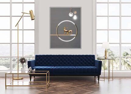 Golden Grace - Two Deer in Ring Wall Art-(Sizes in cm)