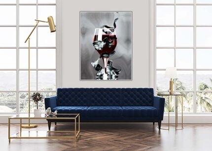 Wine Glass Wrapped in Black Cloth Canvas Wall Art | Elegant and Mysterious Design-(Sizes in cm)