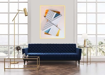 Diagonal White Criss-Cross Pattern Canvas Wall Art | Modern Geometric Design-(Sizes in cm)