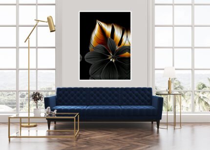 Black Flower Wall Painting – Elegant Floral Art-(Sizes in cm)