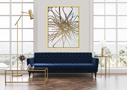 Zigzag Pattern Golden Wall Painting – Modern Luxury Art-(Sizes in cm)
