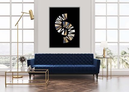 Luxury Semicircles with Black Background – Elegant Modern Wall Art-(Sizes in cm)