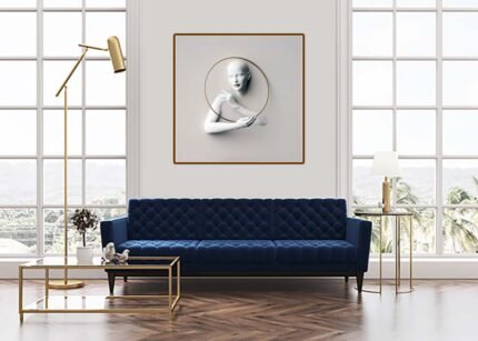 Gold & White Woman Sculpture Canvas Art | Elegant Modern Wall Décor-(Sizes in cm)