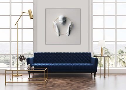 Modern 3D Geometry Canvas Wall Art | Nordic-Inspired Female Sculpture Design-(Sizes in cm)
